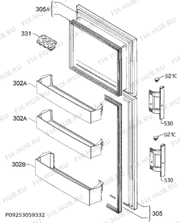 Взрыв-схема холодильника Rex Electrolux RJ2803AOW2 - Схема узла Door 003